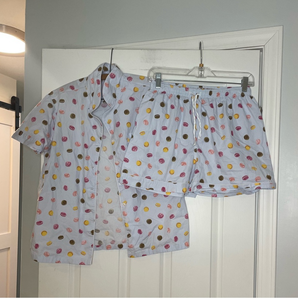 BALENO light blue cotton pajama set in Macaroon print - Medium